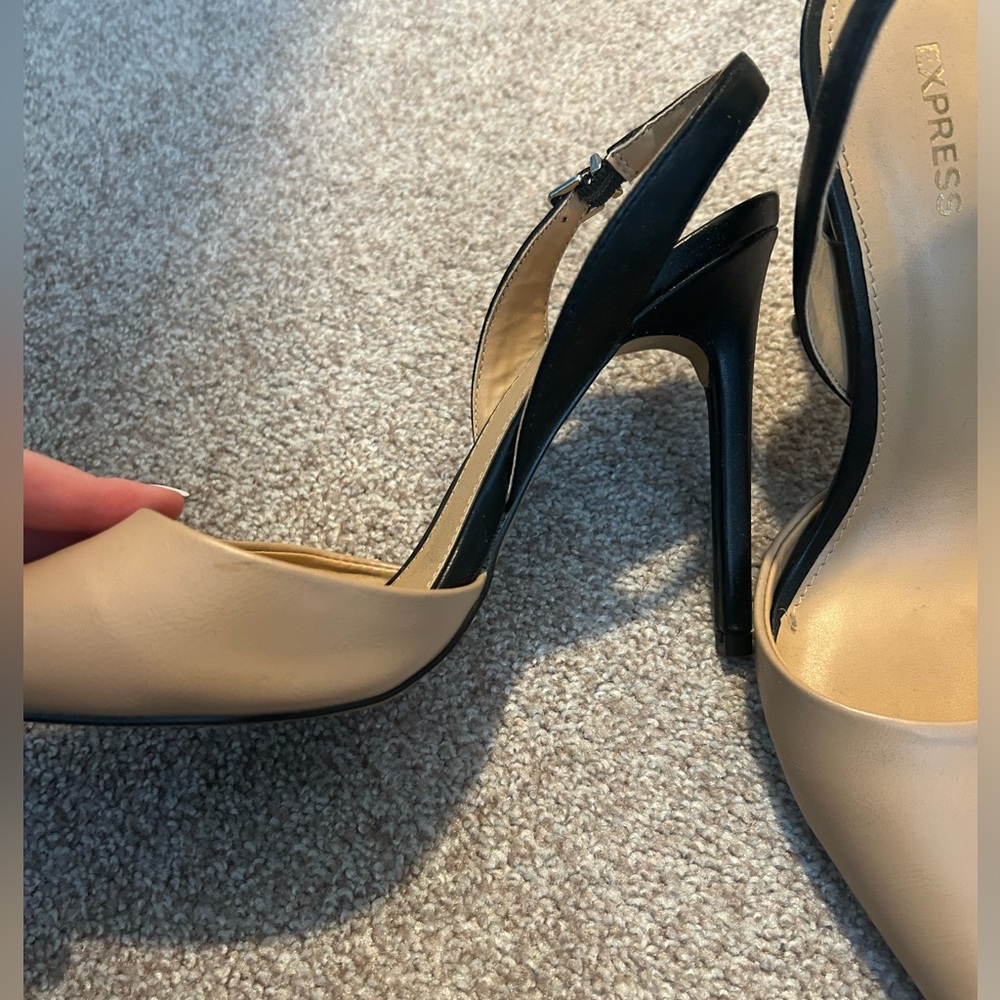 Worn once nude heels with black backing